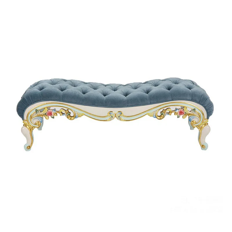 European mahogany carved painted bedside stool Alexander bedroom shoe changing stool