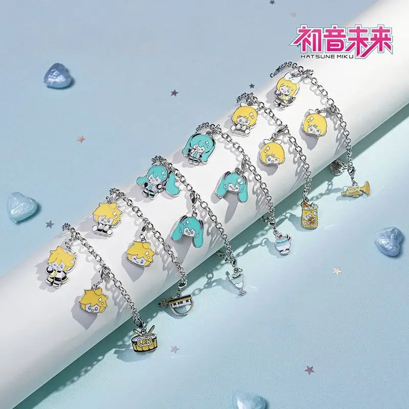 

Hatsune Miku Anime Merchandise Cartoon Cute Blind Box DIY Bracelet Kawaii Two-Dimensional Girl Simple Metal Bracelet Toy Gift