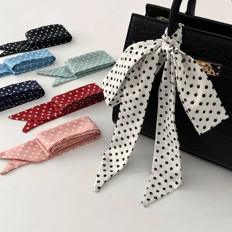 Seidenschal für Damen, Kopfbedeckung mit Polka-Dot-Muster, vielseitiges Haarband für urbanen Chic und Business-Outfits – Detail 4