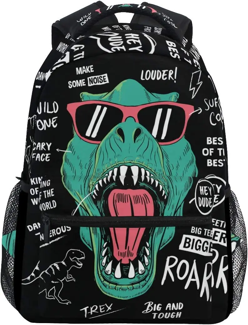 Cool T Rex Dinosaur Funny Large Backpack Personalized Laptop iPad Tablet Travel School Bag with Multiple Pockets for Men Women