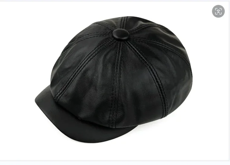 Retro Brown Hats Men Spring/Winter 100% Real Leather Warm Cap Male Beret Painter Boina Cowhide Octagonal Casquette High Quality