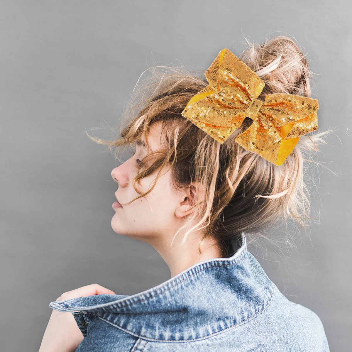 

Sequin Bow Clip Hairpins Kids Yellow Child Big Bowknot Barrettes Fashion Durable Use Hairstyle Party Hair Clips