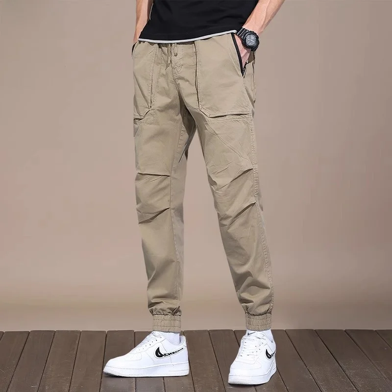 

Retro Casual Pants Loose Fit Men's Cargo Trousers Spring 2026 Elastic Waist Baggy Long Trousers Youth Faion