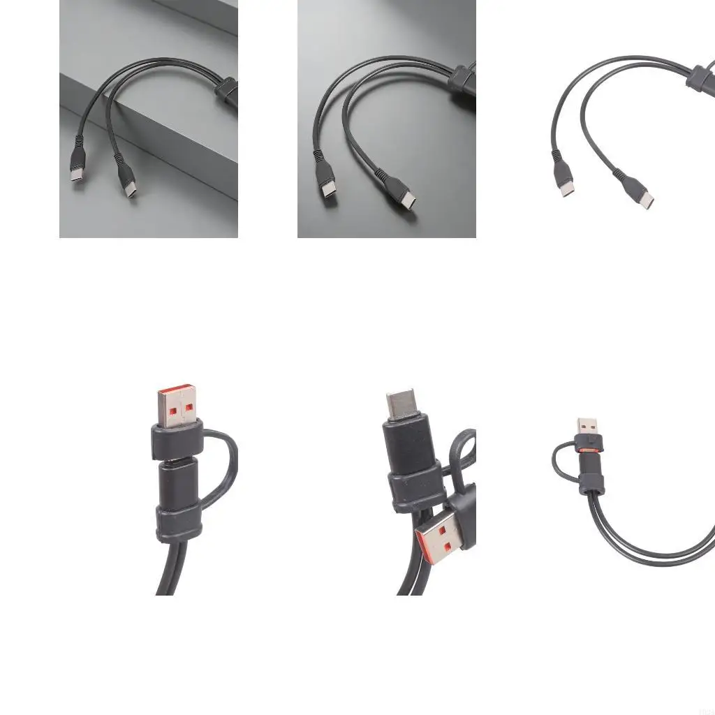 193A Type C+USB to 2 USB C Cable USB C Headphone Converter Splitter Charging Cable Replacement for Mobile Phone Laptop