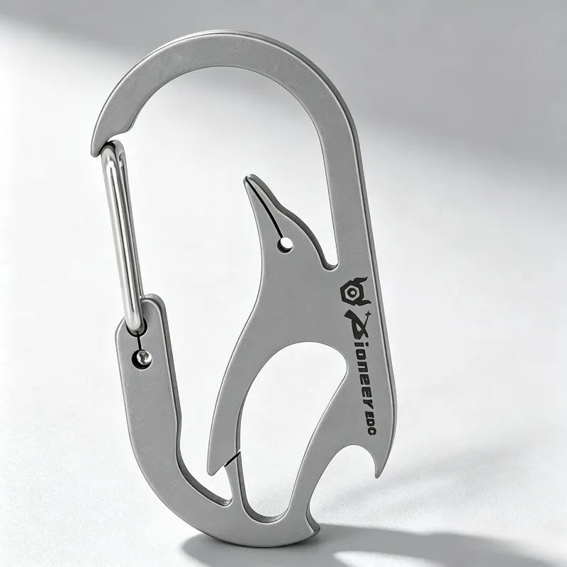 EDC Titanium Carabiner Keychain Multi Tool Bottle Opener Portable Backpack Hook Key Ring Outdoor Camping Backpack Accessory