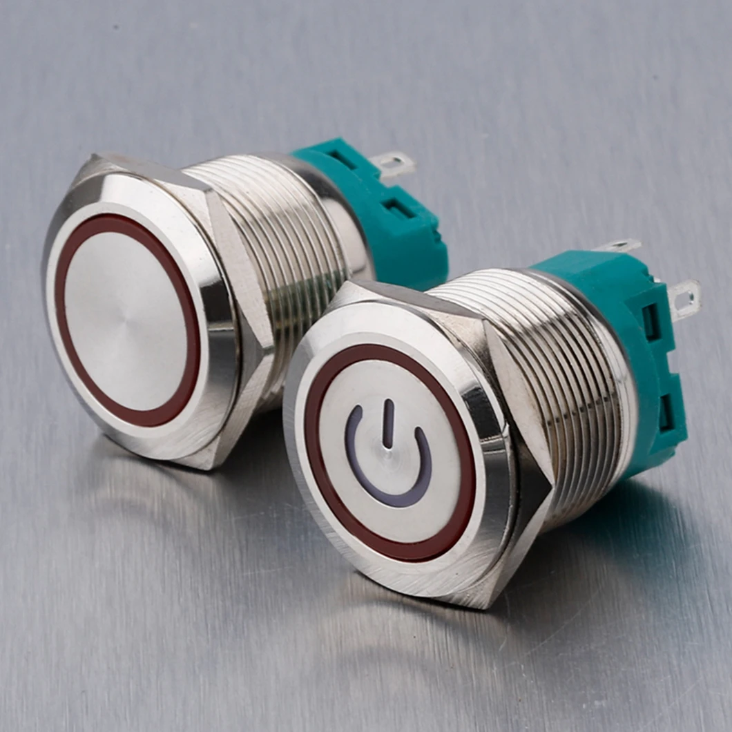 ABILKEEN 25MM Metal Push Button Switch 6V/24V/220V 3A 1NO1NC Momentary/Latching Waterproof Push Button with Power LED Ring Light