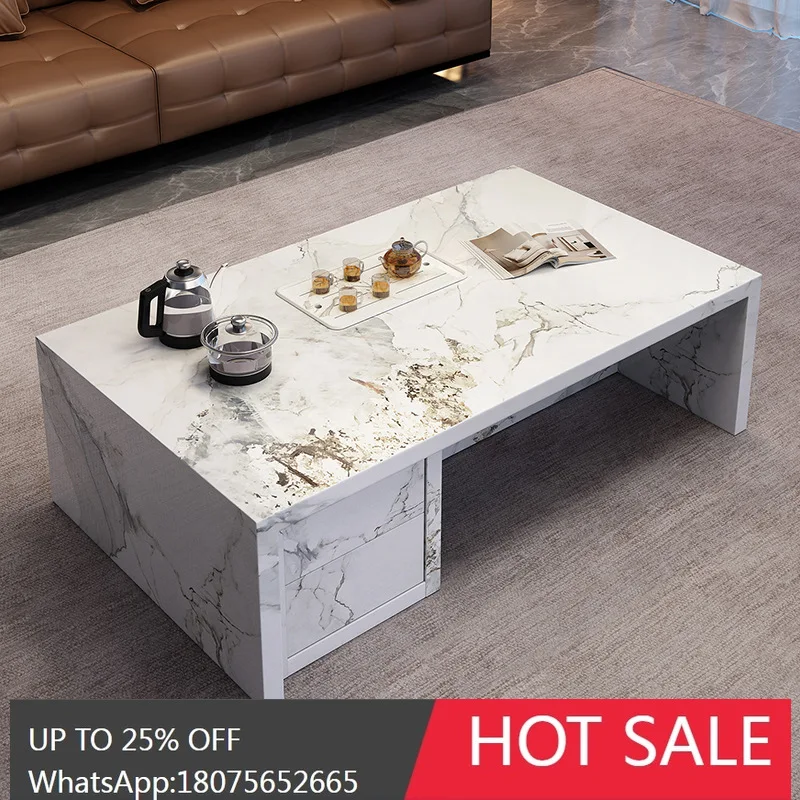 SGF Rectangular Rock Slab Tea Table with Drawer for Boiling Water and Making Tea