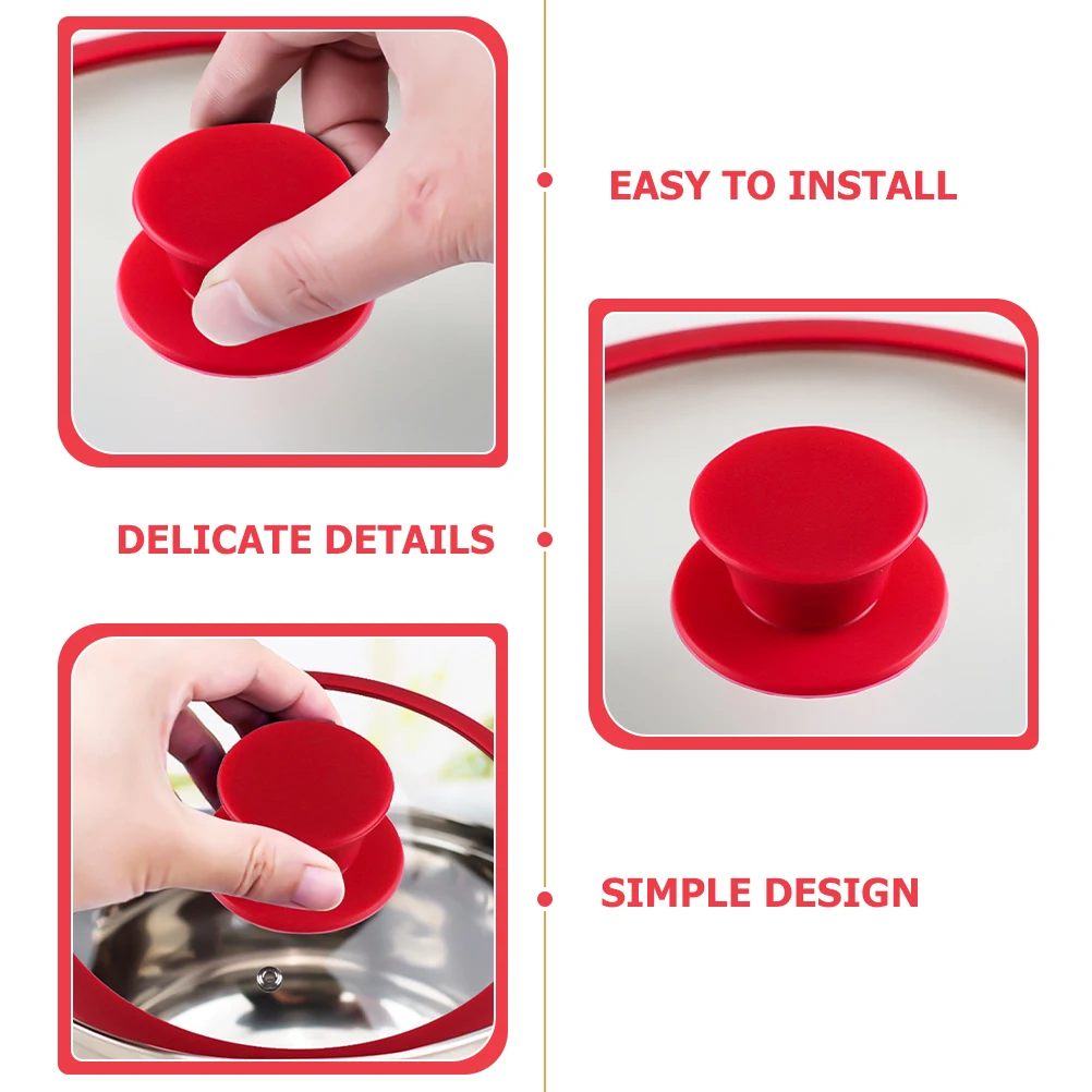 

2 Pcs Lid Knob Cover Heat Resistant Kitchen Gadgets Red Color Pot Protector Cooking Pot Cover Cooking Supplies