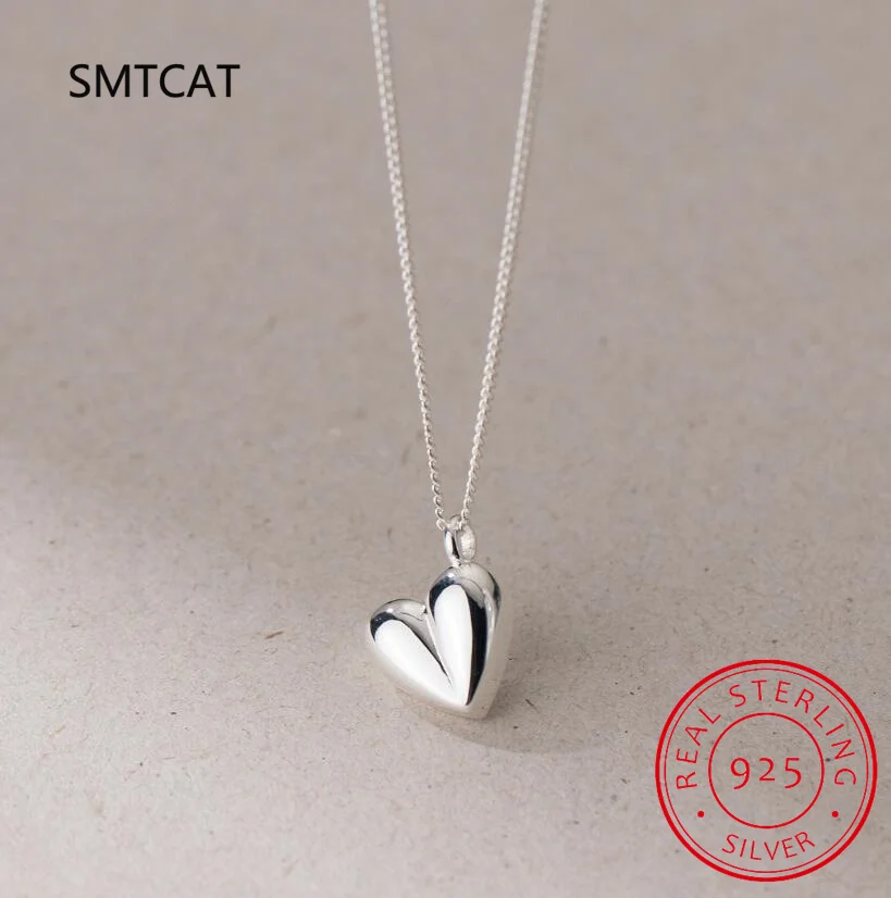 Colgante de corazón de plata de ley 925 para niñas, collar de amor para mujeres, regalo de cumpleaños para niñas, joyería fina DS4155