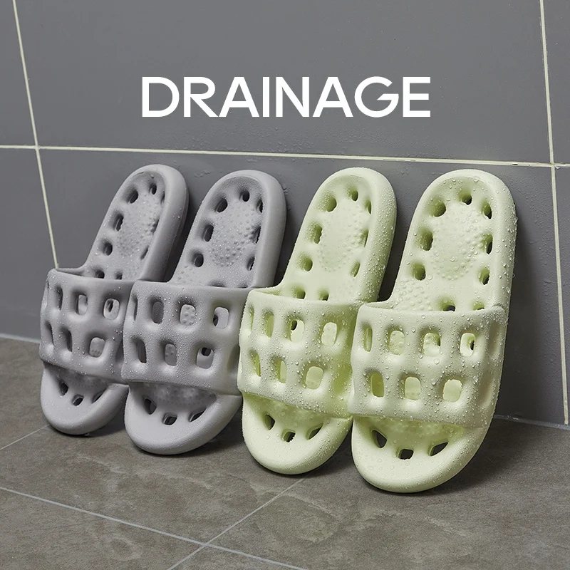 

UTUNE Household Slippers Massage Shoes Bathroom Non-slip Flat Slides Women Sandals Men Summer Flip Flops Soft Lotus Root Slides