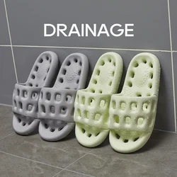 UTUNE Household Slippers Massage Shoes Bathroom Non-slip Flat Slides Women Sandals Men Summer Flip Flops Soft Lotus Root Slides