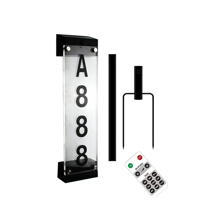 Outdoor Solar House Number Plate Plug-In Door Plate Light Wall Lamp Digital Waterproof Villa Address Sign Light-A21I