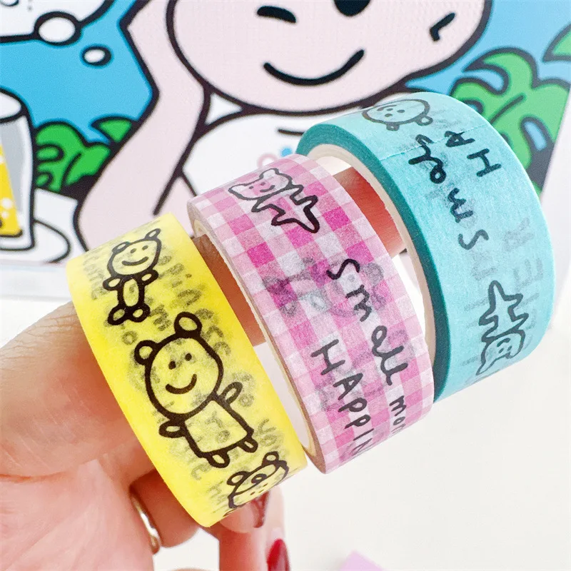 

5 Meter Korean Ins Washi Tape Cute Cartoon Character Hand Drawn Alphabet Decorative Masking Tape for Planner