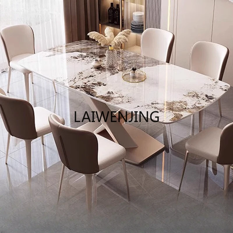 SGF Rock slab Esstisch und Stuhl-Kombination, einfacher, leichter, luxuriöser rechteckiger Esstisch
