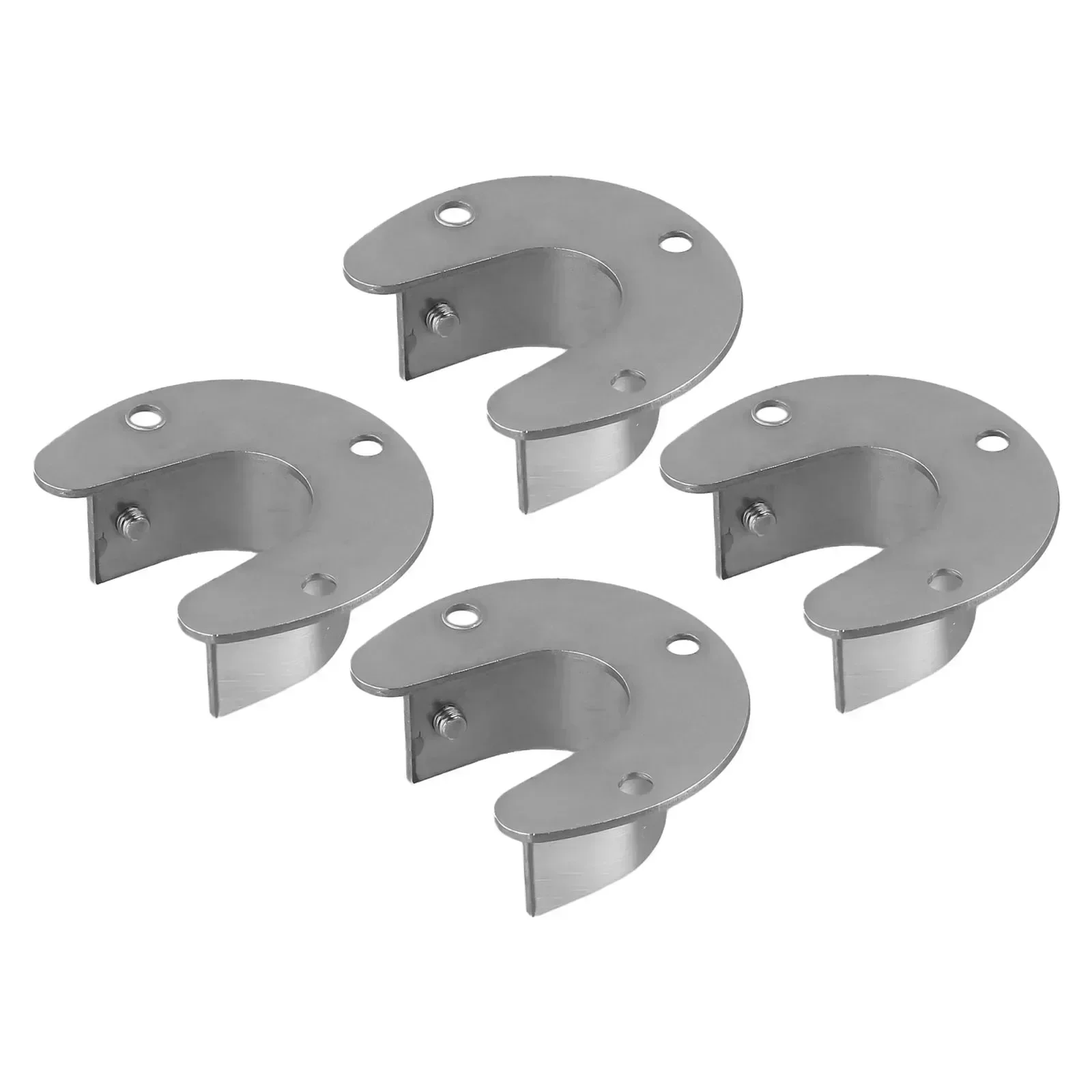 For Bathroom Rod Mounting System Flange Kit Silver Finish Easy Installation Rod Holder Modern Decor Easy Installation
