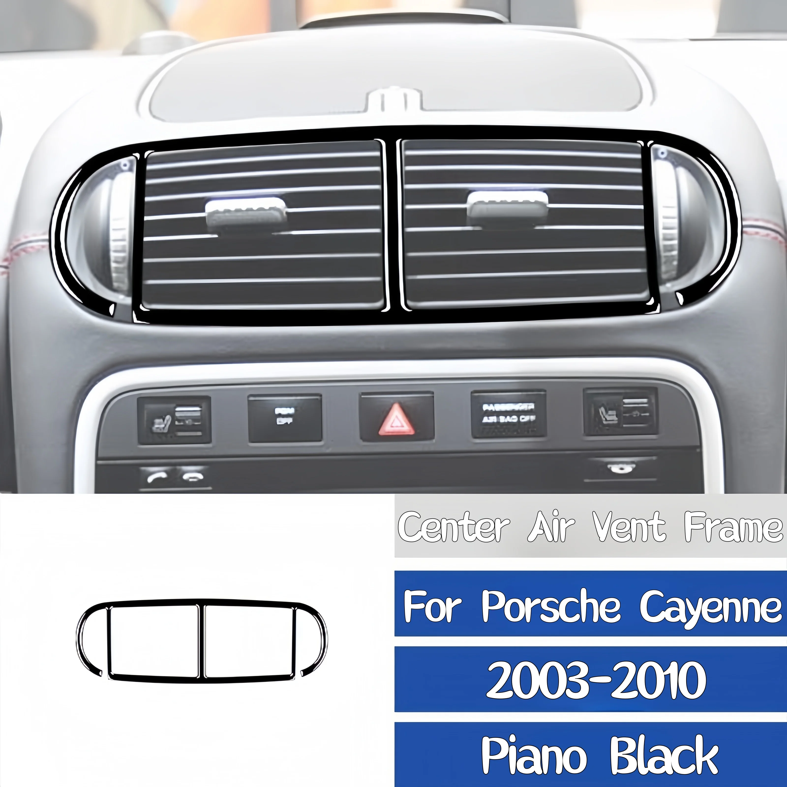 For Porsche Cayenne 2003-2010 Piano Black Car Center Console Air Outlet Vent Panel Trim Cover Decoration Sticker Auto Zubehör