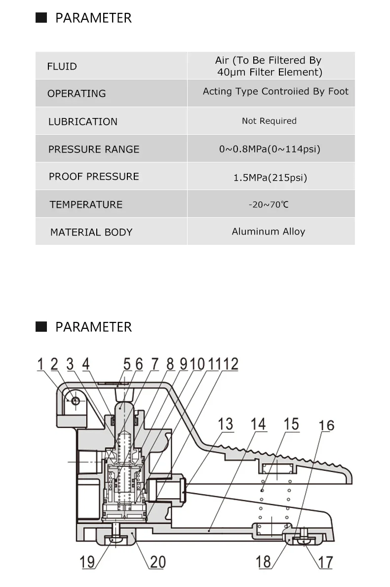 Электромагнитный клапан 4F210-08 2 Position 5 Way Momentary Air Tool Foot Pneumatic Pedal Valve Switch4F210-08L with Lock Pedal Valve Пневматика — деталь 4