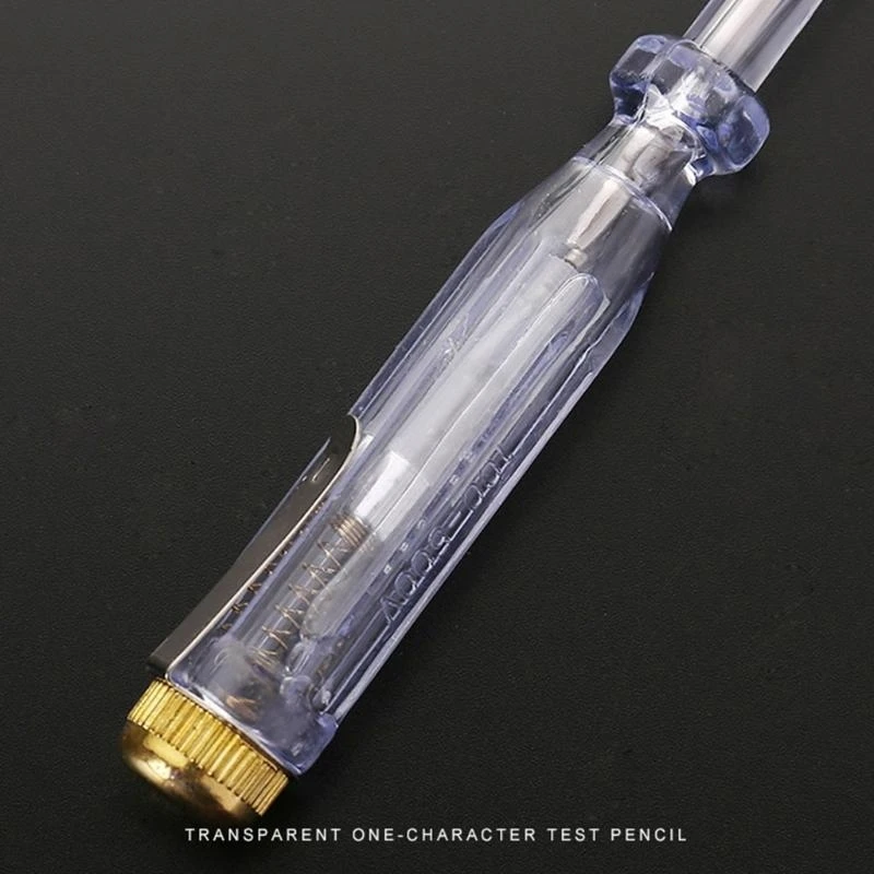 مشقوق مفك اقلام الفحص الكهربائي جهاز قياس الجهد الكهربائي التيار المتناوب 100-500 فولت فاحص التيار شفافة والسلامة 10 قطعة/الوحدة