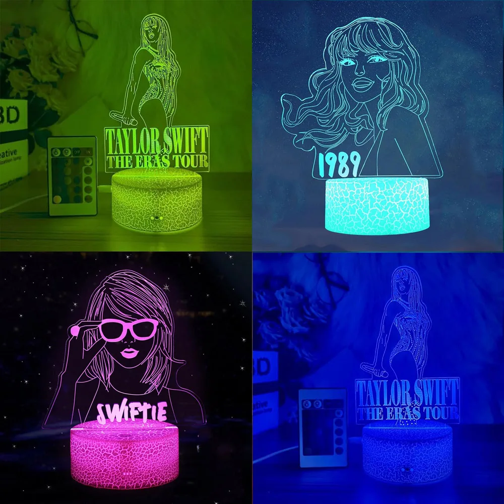 Tyler 3D Night Lights Music Party Supplies Fan Favorite Decoration 16 Color Changing Touch 3D Illusion Swifties Table Lamps