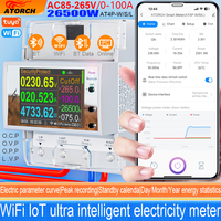 AT4PW AC85-265V 100A Tuya WIFI Din Rail Smart Switch Remote Control Digital Power Energy Volt Amp Kwh Frequency Factor Meter