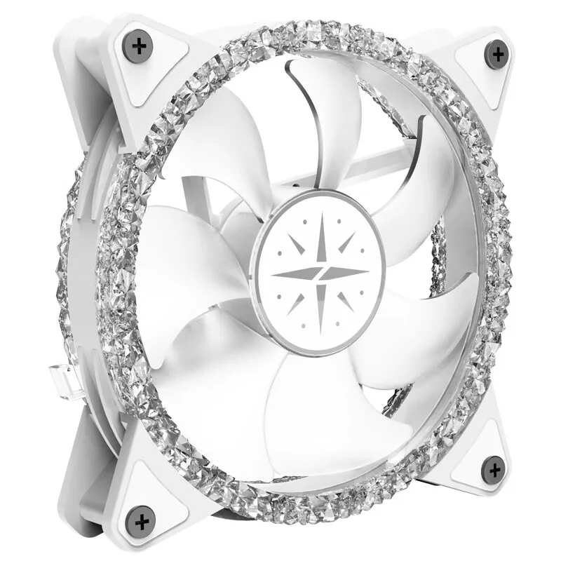 Zeaginale Bling Bling 12Cm Witte Argb Computerbox Koelventilator 1800Rpm, Diamant Lichteffect