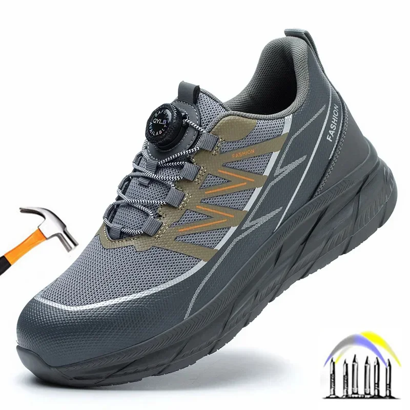 Industrielle ultraleichte Sicherheitsschuhe, Stahlkappenschuhe, Drehknopfschuhe, Schutzschuhe für die Arbeit, stichfeste Bauschuhe_voghion.com