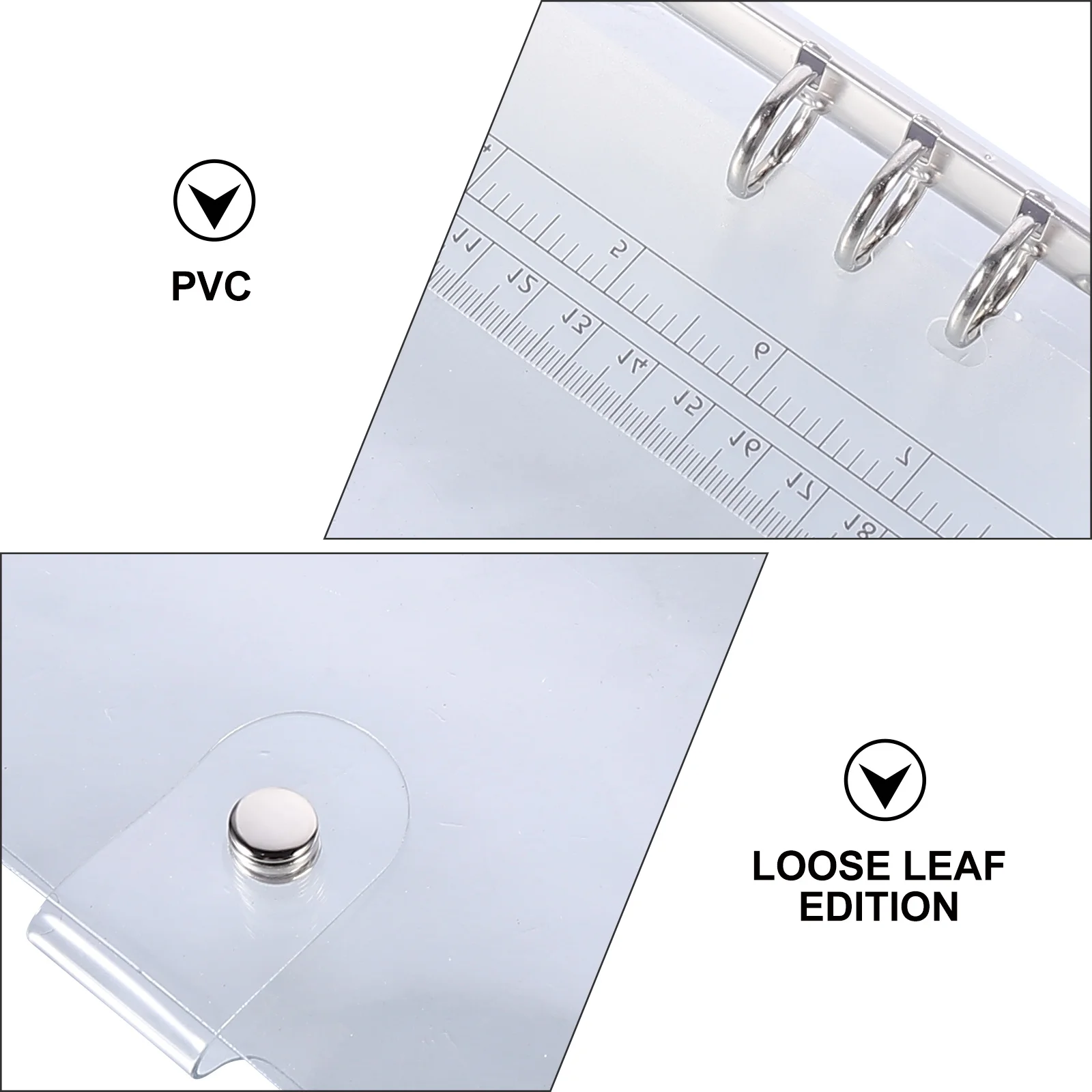 

2Pcs Transparent PVC Binder Cover A5 Snap Closure Notebook Protector for Planner Travel Diary Notepad Cover Office Supply