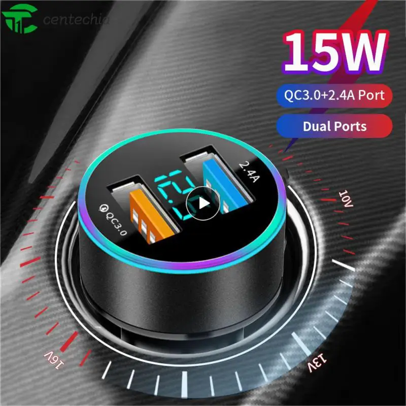 Dual USB Car Charger Adapter Car Cigarette Lighter LED Voltmeter For All Type Mobile Phone Charger Smart Dual USB Fast Charging