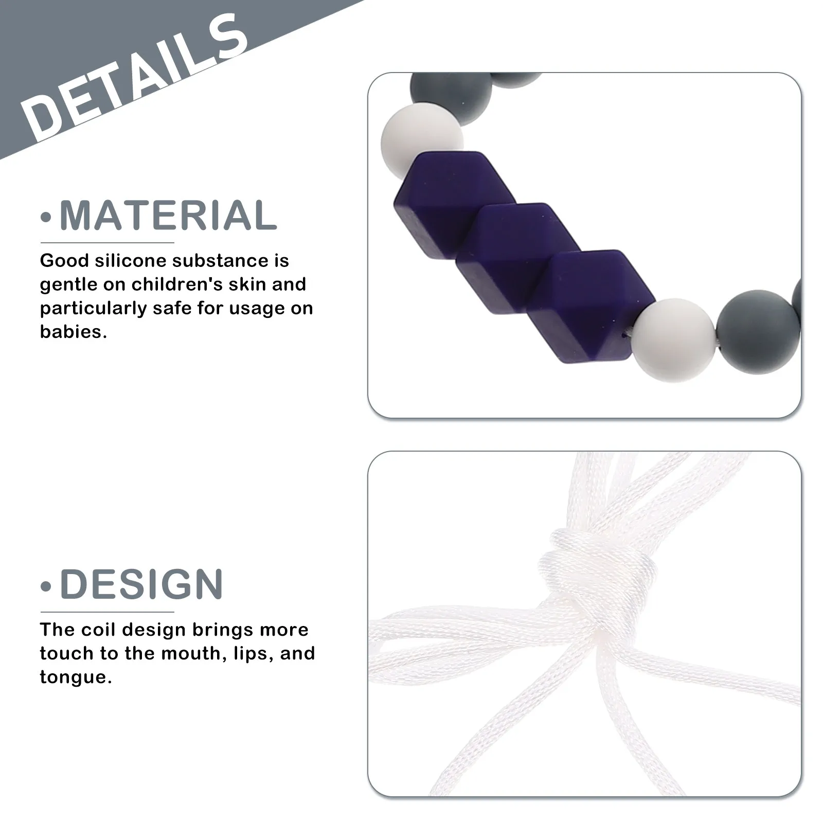 

Прорезыватель-ожерелье для младенцев из пищевого силикона, бусины для жевания при прорезывании зубов, для новорожденных и детей