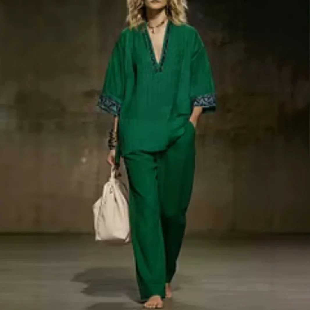 Minimalist Linen Cotton Matching Set Jumpsuit Playsuit Two Piece Outfit Spring Summer