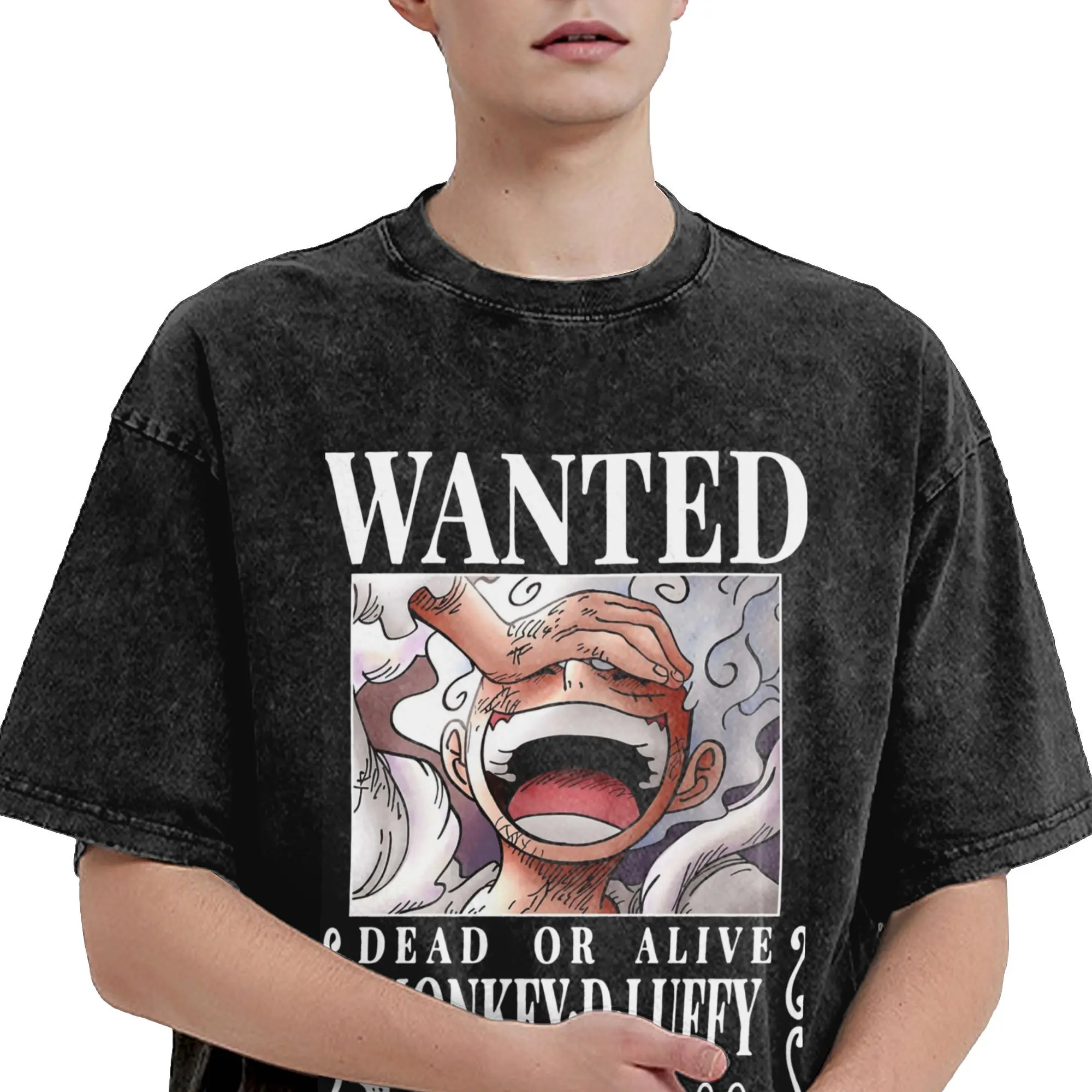Luffy Wanted Bounty Nika Gear 5 4th Yonko Vintage Washed T-Shirt