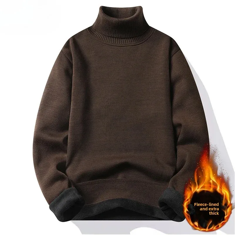 

Sweatwear Mens Anti-pilling High Quality Knitted Turtleneck Sweater Slim Fit Long Sleeve Pullover Solid Color Trend Men Clothing