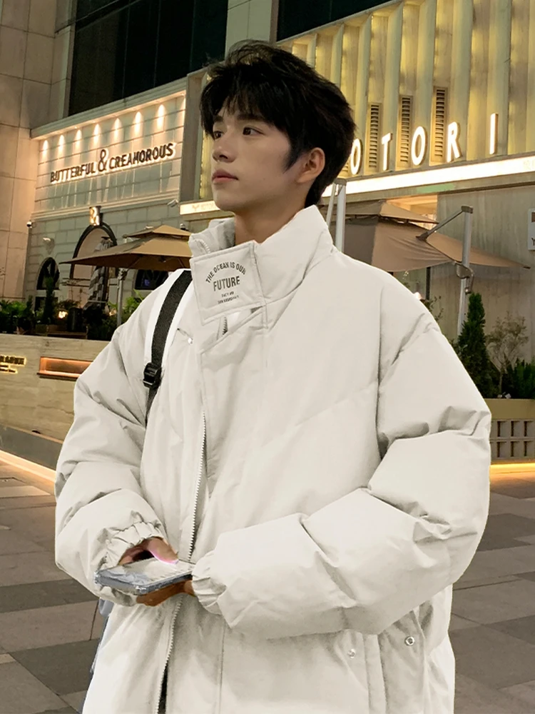 

Мужская утепленная куртка в американском уличном стиле, с воротником-стойкой, теплая зимняя куртка оверсайз, модная молодежная повседневная одежда