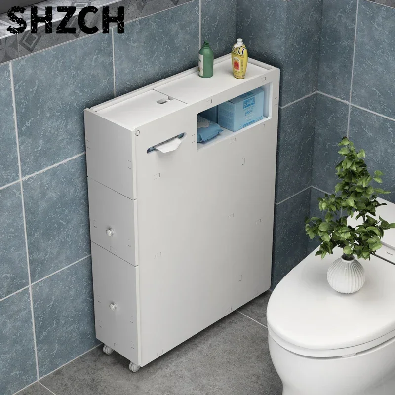 Space Saving Bathroom StorageCabinet with Adjustable Shelves,Waterproof NarrowTower Organizer forOver-Toilet Multifunctional Use