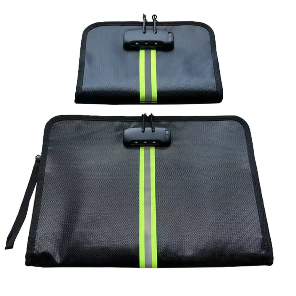 2026 New 2 Pcs Fireproof Money Bag with Lock and Zipper,Coated Fire Resistants Money Bag for Cash, Waterproof Storage Pouch