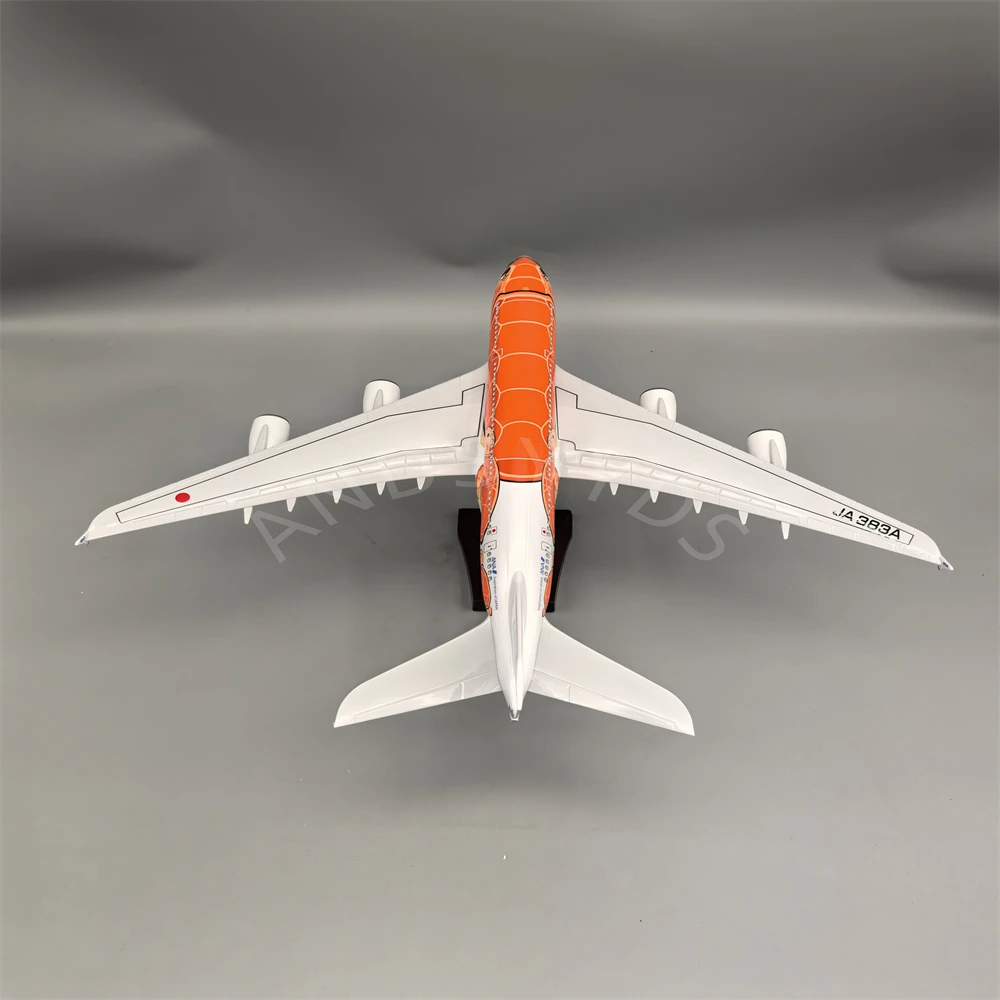 Souvenirs Decoration 46CM ANA Sea Orange Turtle Painting Airbus A380 Airplane Model Aircraft Planes All Nippon Airways Resin