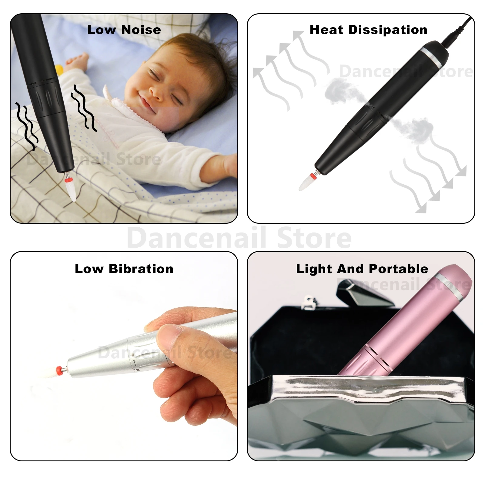 Macchina elettrica portatile per trapano per unghie USB per unghie acriliche Lucidatura professionale per salone domestico Manicure Rimuovi tampone Dremel