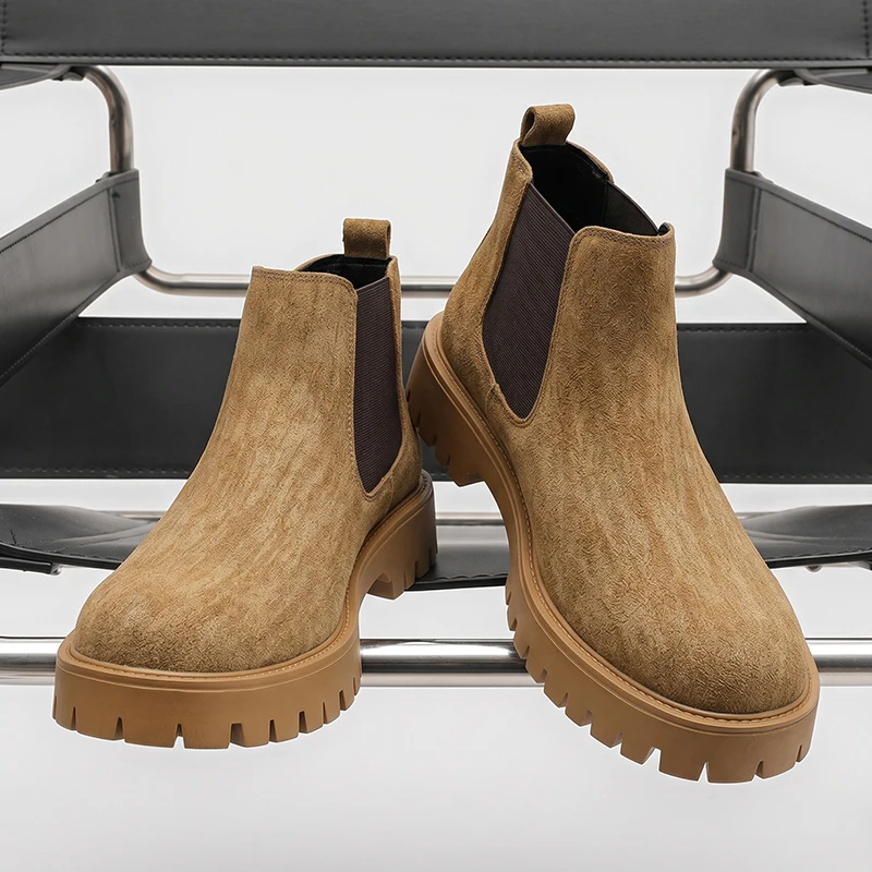 New Designer Chelsea Boots for Men Fashion Male High Top Shoes Hot-selling Mens Comfy Botas Outdoor Walking Shoes Ankle Boots