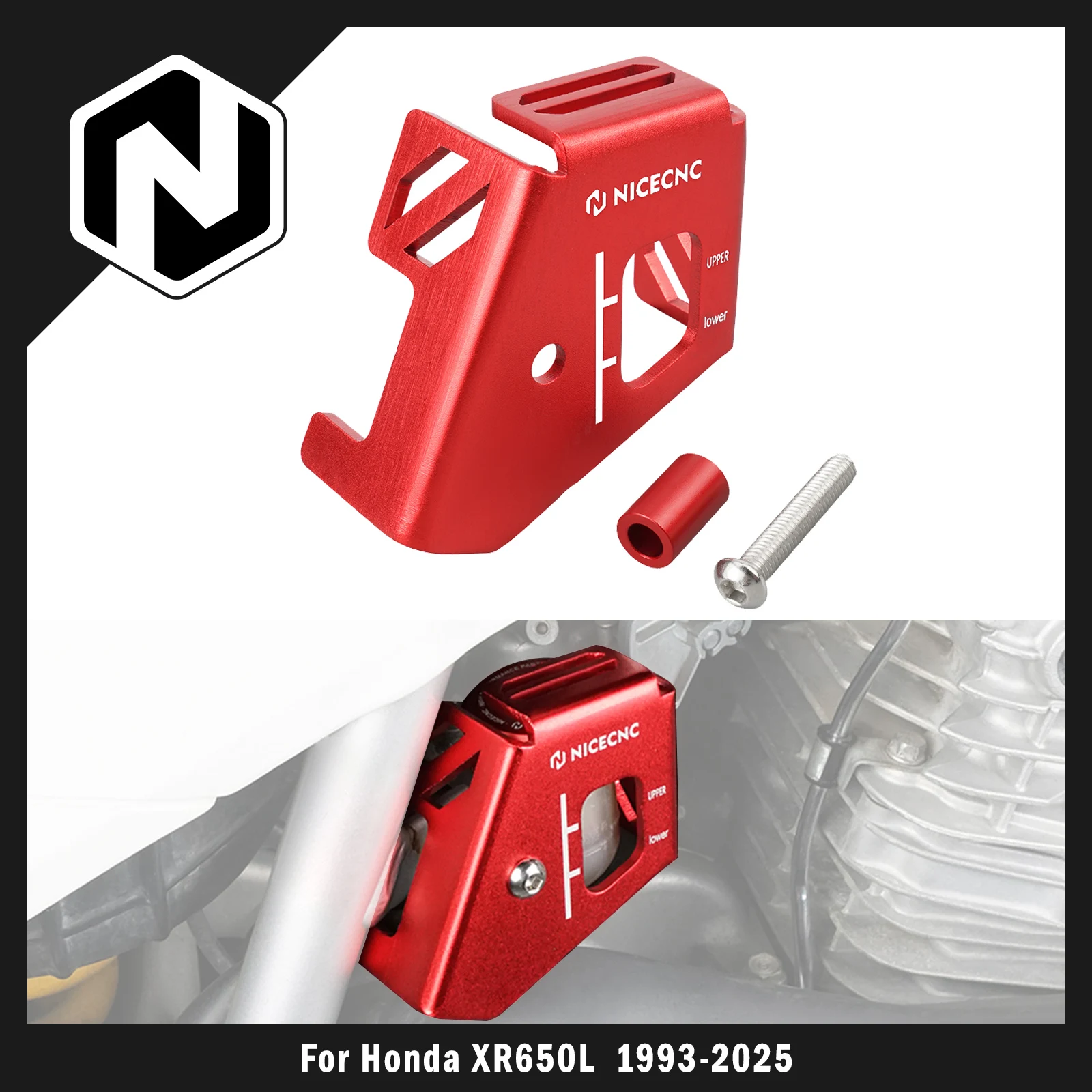 

NICECNC For Honda 1993-2025 XR650L XR 650L Motorcycle Rear Brake Reservoir Guard Cover Protector Aluminum 2024 2023 2022 2021