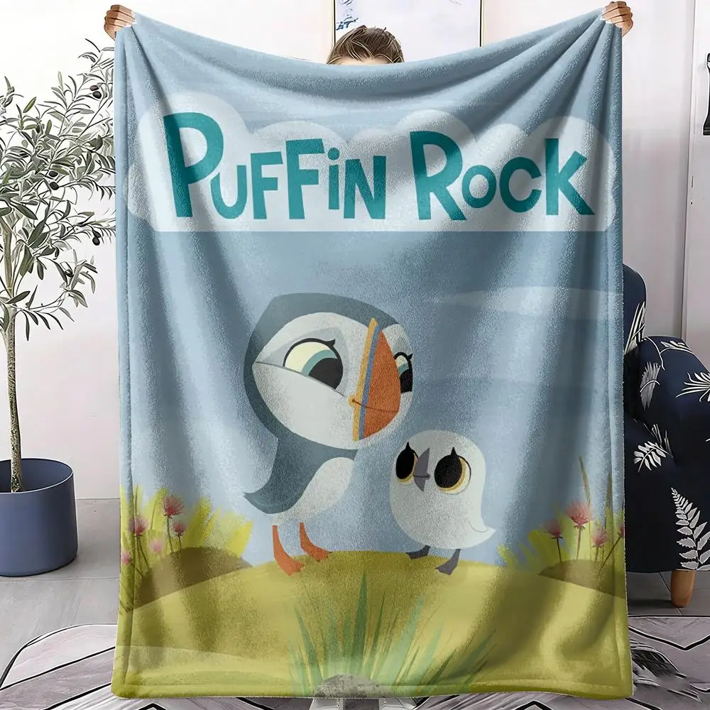 P-puffin Rock Throw Soft Flannel Throw Summer Blanket Lightweight Cozy Nap Blanket For Sofa Bed Travel