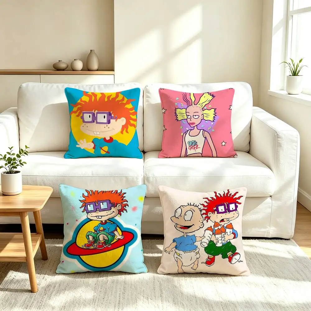 R-Rugrats Kids C-Cartoon  Pillow Case Square Double-Sided Sofa Cushion Cover Bedroom Bedside Pillow