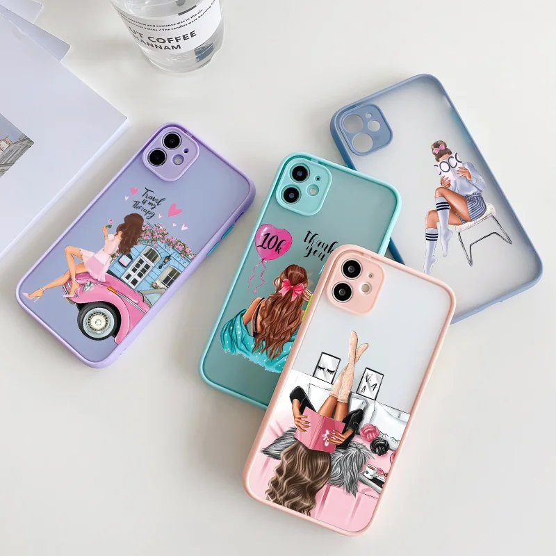 Fashion Beautiful Girl Case For iPhone 16 7 8 Plus SE2 14 15 13 12 11 16 Pro Max Phone Cover For iPhone X XR XS Shockproof Cover