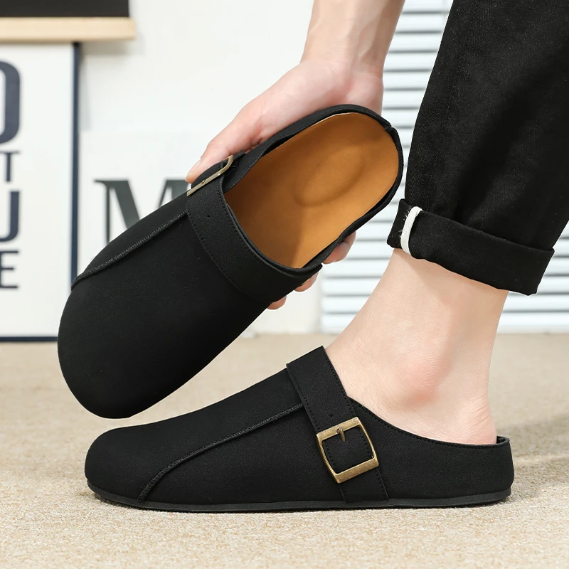 

Мужчины в Baotou Wear Нескользящие шлепанцы на толстой подошве, когда ленивые люди носят повседневные спортивные сандалии для вождения на одной ноге