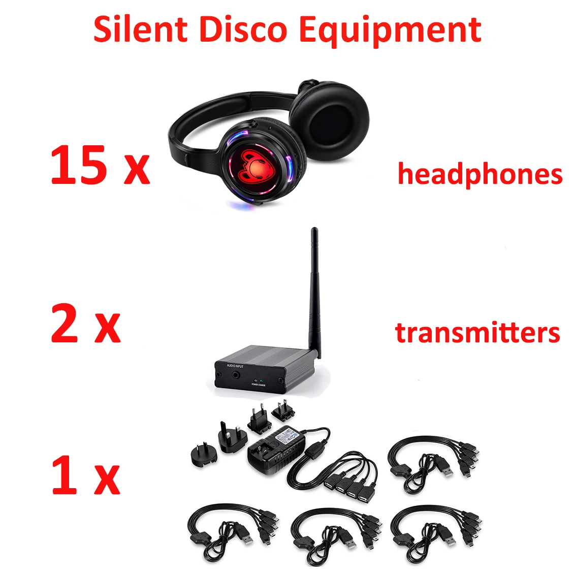 Rat Tail Silent Disco Drahtlose Kopfhörer und RF LED LOGO Headset Bundles mit Sender 500M Für iPod MP3 DJ Musik Pary Club 5