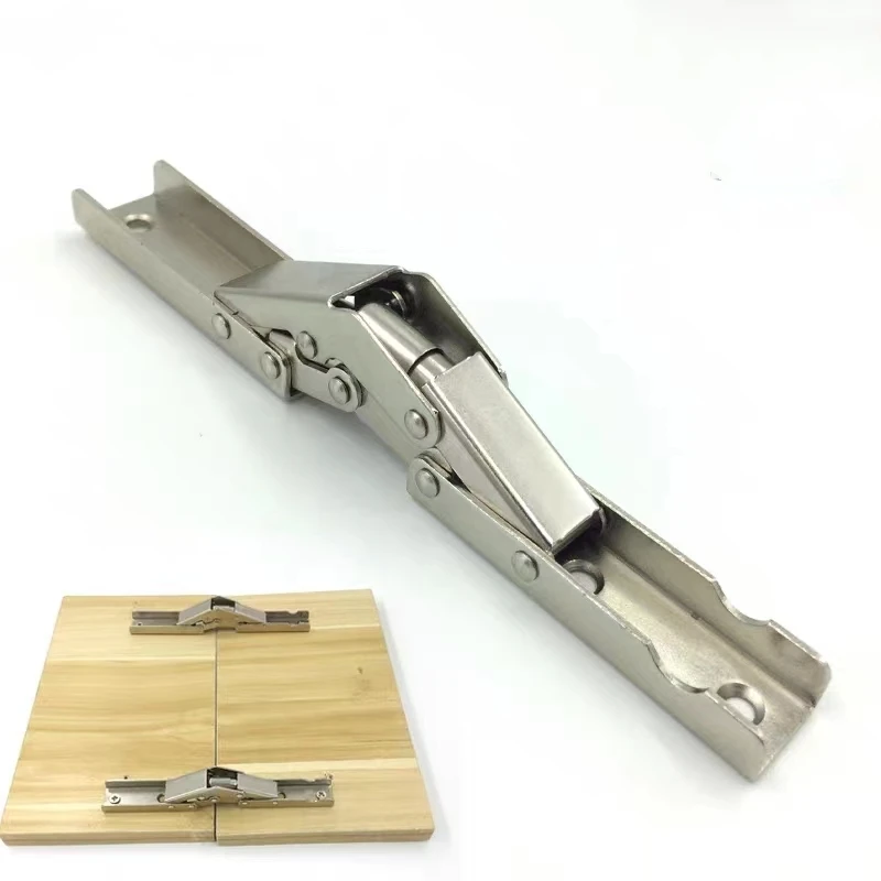 90Degree Hole-free Folding Hinge Table Legs Brackets 180 Degree Flat Spring  Folding Hinge Furniture Hardware Connector