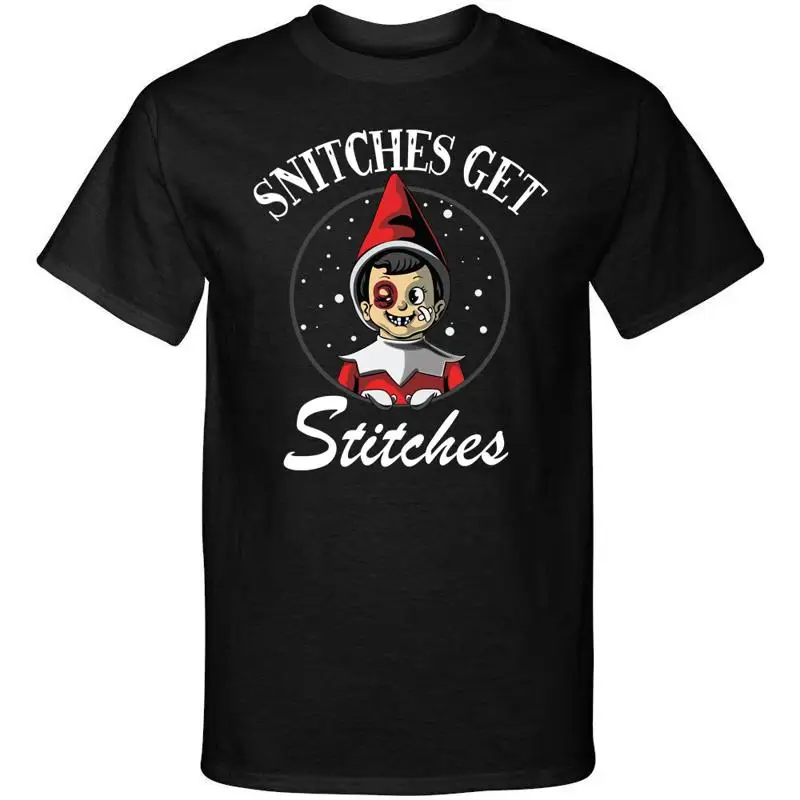 Snitches Get Stitches Bruised Elf Christmas Xmas Футболка с забавным рисунком Футболка