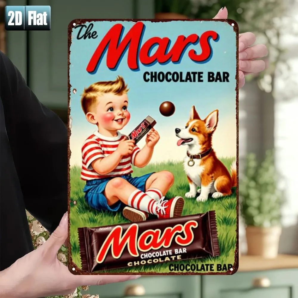 Letrero metálico retro de la barra de chocolate Mars, póster metálico vintage para decoración de pared, bar y garaje, 8x12 pulgadas