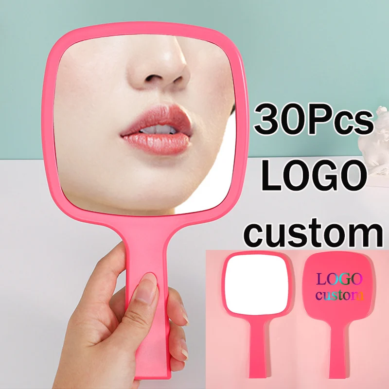 Cute Handheld Mirror For Beauty And Hair Care 30Pcs Logo Custom Hand Mirror Light Weight Handle Mirror