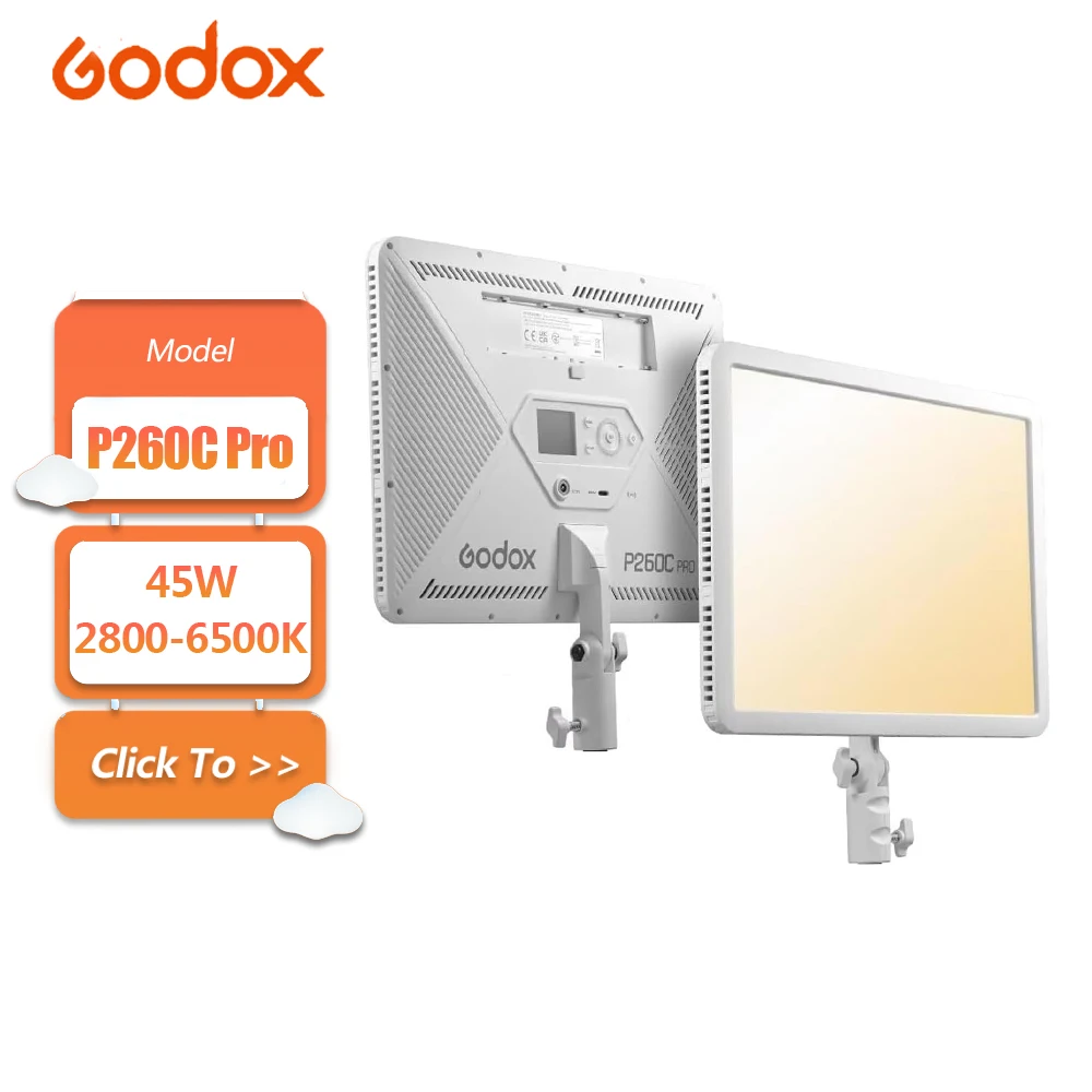 GODOX P260C Pro 45W 2800K-6500K Bi-Color LED Video Light Panel with APP Control for Photography Fill Light CRI 98 TLCI 98