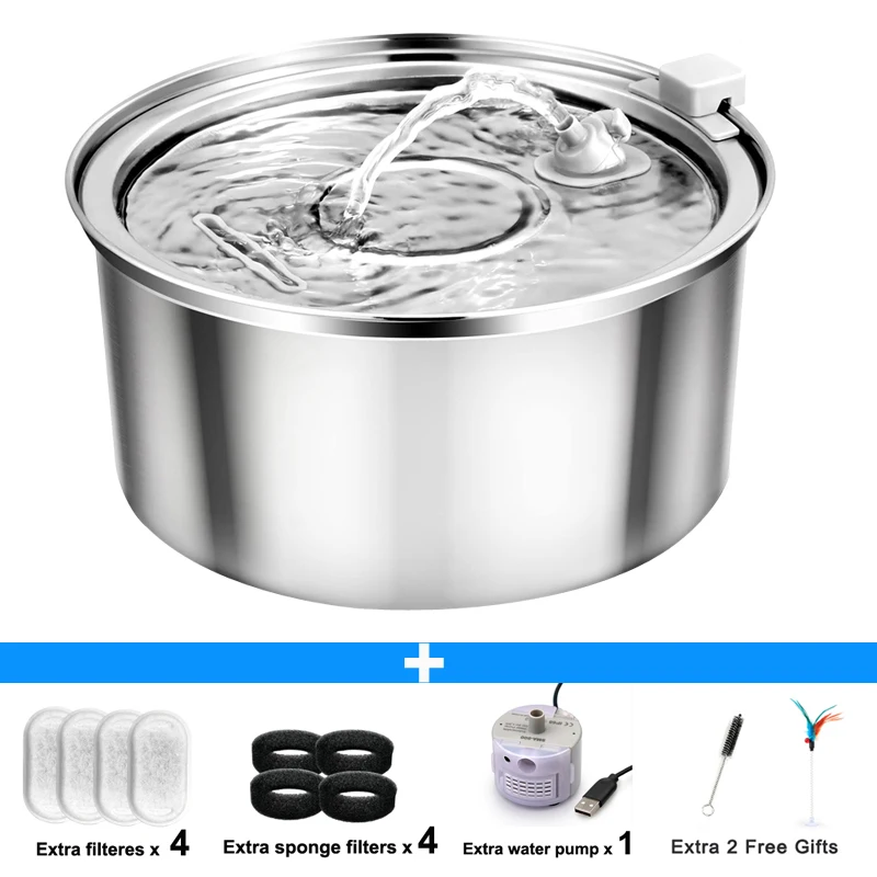 

3.2L Pet Water Fountain Stainless Steel Dog Water Dispenser Ultra-Quiet Cat Bowl Water Dispenser for Cat Dog Cat Accessories